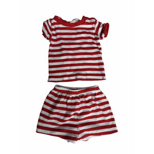 Vintage Baby Absorba Matching Set 12 Months Red & White Striped Top & Shorts